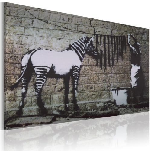 Zebra mosás (Banksy) 30x20 - vászonkép