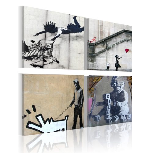 Banksy - négy eredetinek ötletek 60x60 - vászonkép