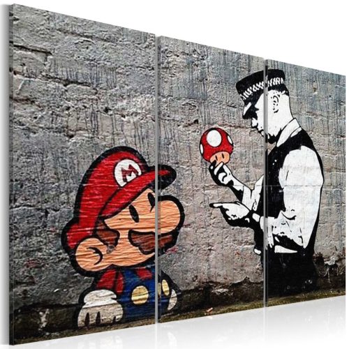 Super Mario Mushroom Cop, Banksy 90x60 - vászonkép