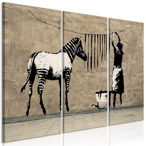 Banksy: Zebra mosása betonra (3 rész) 90x60 - vászonkép