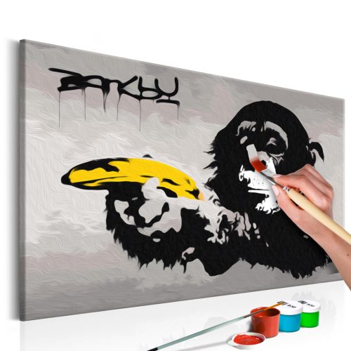 Majom (Banksy Street Art Graffiti) 60x40 - Számos kifestő keretre feszítve