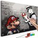 Mario (Banksy) 60x40 - Számos kifestő keretre feszítve