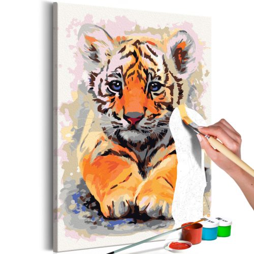 Tigris bébi 40x60 - Számos kifestő keretre feszítve