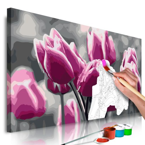 Tulipán mező 60x40 - Számos kifestő keretre feszítve