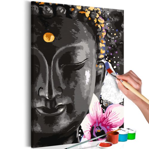 Buddha és Virág 40x60 - Számos kifestő keretre feszítve