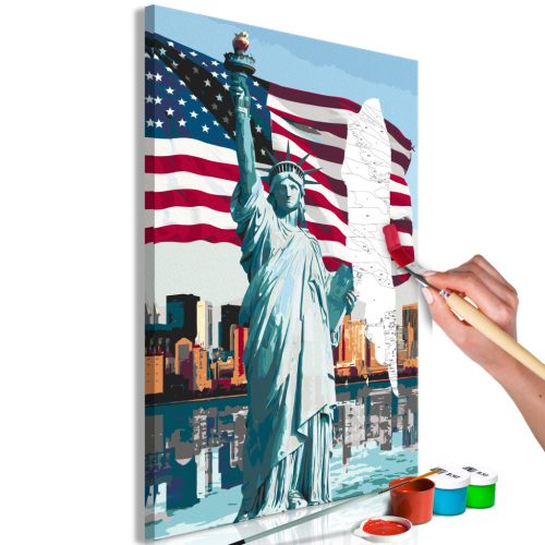 Büszke amerikai 40x60 - Számos kifestő keretre feszítve