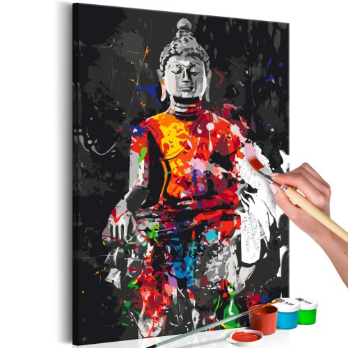 Buddha színekben 40x60 - Számos kifestő keretre feszítve