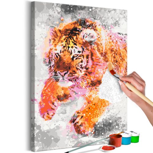 Futó Tigris 40x60 - Számos kifestő keretre feszítve