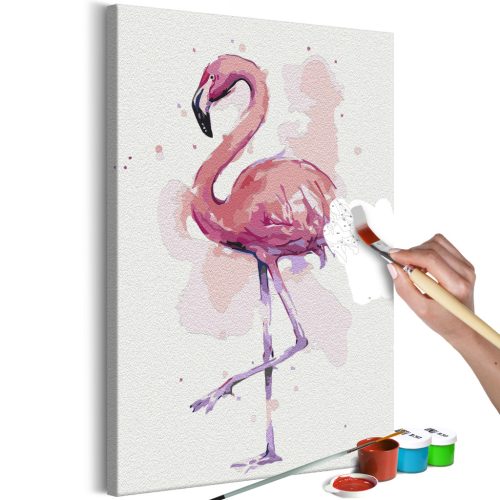 Barátságos Flamingo 40x60 - Számos kifestő keretre feszítve