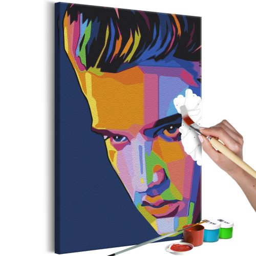 Színes Elvis 40x60 - Számos kifestő keretre feszítve