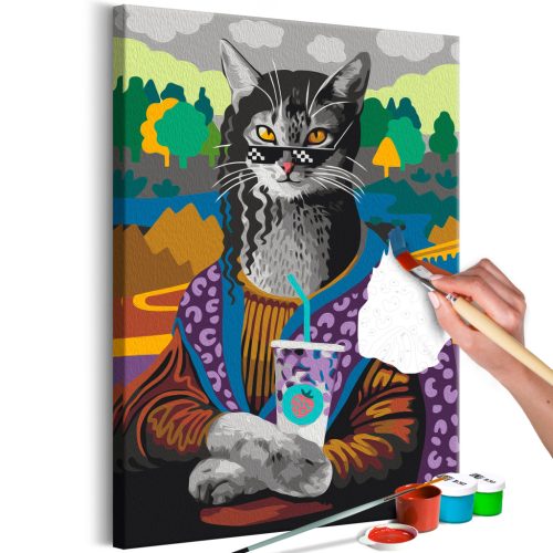 Mrs. Kitty Lisa 40x60 - Számos kifestő keretre feszítve