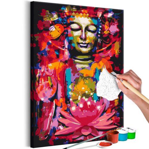 Feng Shui Buddha 40x60 - Számos kifestő keretre feszítve