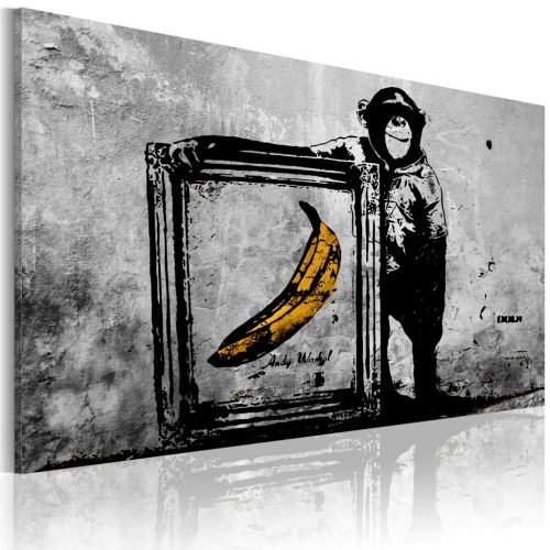 Banksy ihlette - fekete-fehér 30x20 - vászonkép