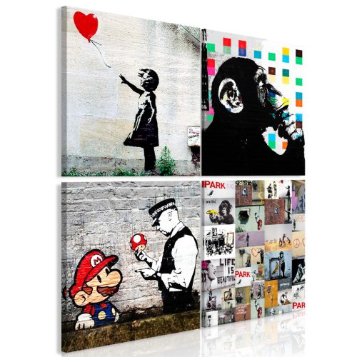 Banksy kollázs (4 részes) 80x80 - vászonkép