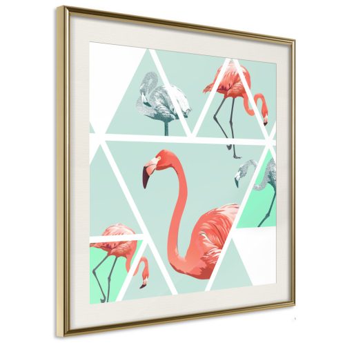 Geometrikus flamingók - négyzet [poszter] 30x30 - Plakát