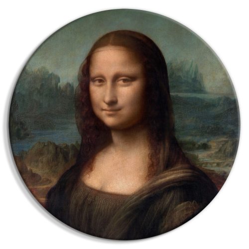 Leonardo Da Vinci - Gioconda - Mona Lisa festett portréja 60x60 - Kerek vászon kép