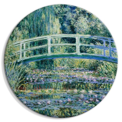 Japán híd Giverny Claude Monetnál - Erdő tavaszi tája folyóval 60x60 - Kerek vászon kép