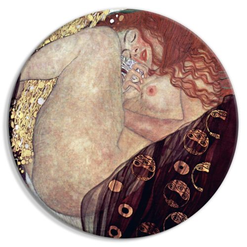 Gustav Klimt - Danae - Festett akt, amely egy fekvő nőt mutat, 60x60 - Kerek vászon kép