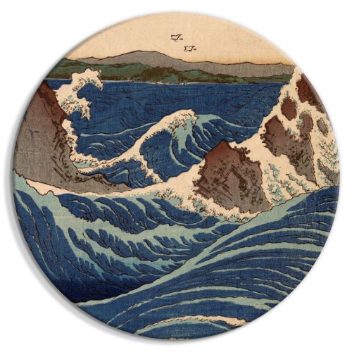 Japán fametszet Utagawa Hiroshige - Nagy kék hullám 40x40 - Kerek vászon kép