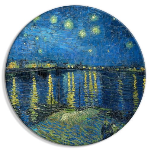 Vincent Van Gogh – Csillagos éjszaka Rhone felett – Hajó a kék ég hátterében 40x40 - Kerek vászon kép