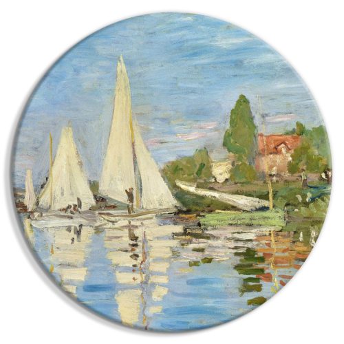 Regatta Argenteuilban, Claude Monet - Vitorlások tája a folyón 40x40 - Kerek vászon kép