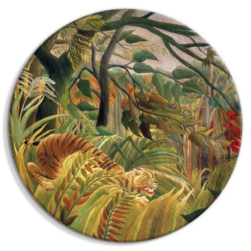 Tigris a trópusi viharban (Henri Rousseau) 40x40 - Kerek vászon kép