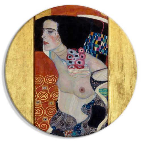 Judith II, Gustav Klimt - Félmeztelen nő absztrakt portréja, 40x40 - Kerek vászon kép