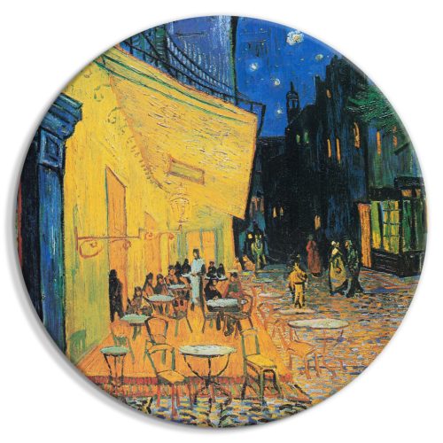 Café Terrace at Night, Vincent Van Gogh - Kilátás a francia utcára 40x40 - Kerek vászon kép