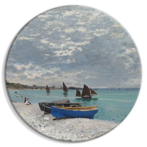 Sainte-Adresse Beach, Claude Monet – Hajók a tengerparton 40x40 - Kerek vászon kép