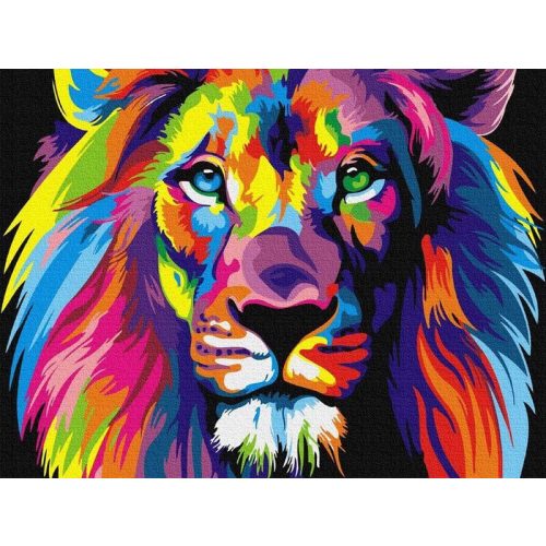 Színes oroszlán - Számos kifestő keretre feszítve (30x40 cm)