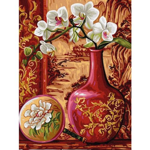 Orchidea egy vázában - Számos kifestő keretre feszítve (30x40 cm)