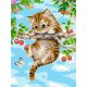 Egy cica a cseresznye ágain - Számfestő készlet, keretre feszítve (30x40 cm)