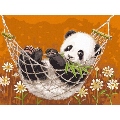 Függő panda - Számos kifestő keretre feszítve