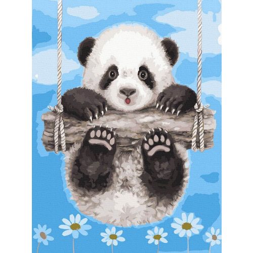 Panda a boton - Számos kifestő keretre feszítve