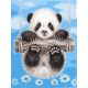 Panda a boton - Számos kifestő keretre feszítve