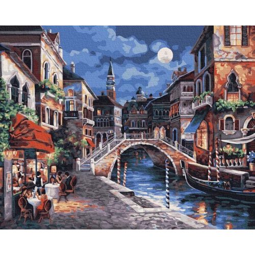 Éjszakai Velence - Számos kifestő keretre feszítve (40x50 cm)