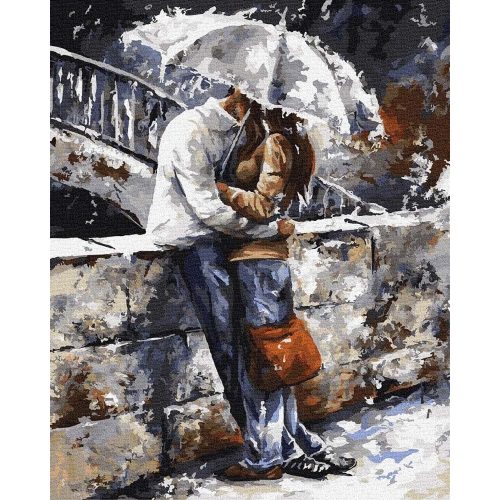 Szerelem az esernyő alatt - Számfestő keretre feszítve (40x50 cm)