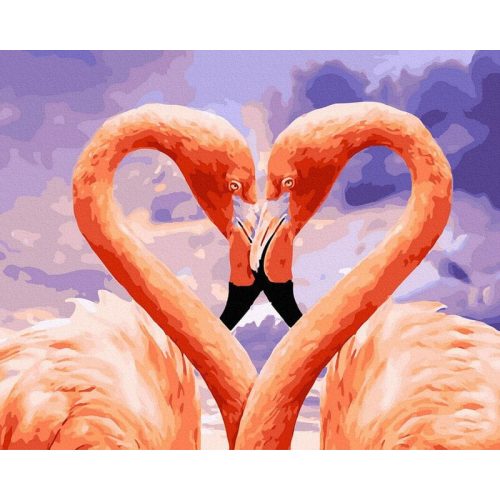 Flamingó szerelmes - Számos kifestő keretre feszítve