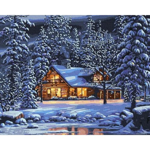 Téli este - Számos kifestő keretre feszítve (40x50 cm)