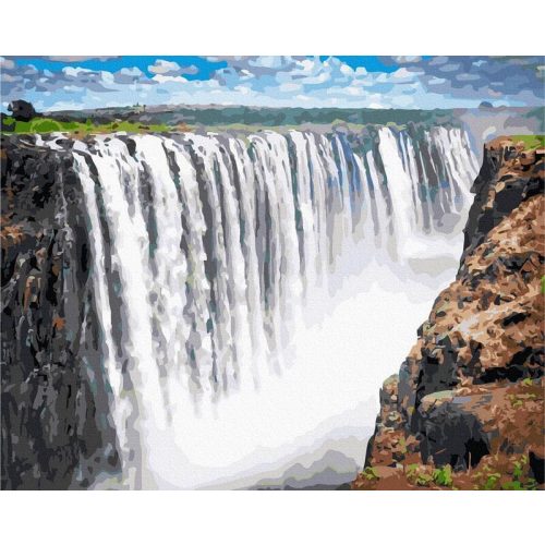 Vízesés a hegyekben - Számos kifestő keretre feszítve