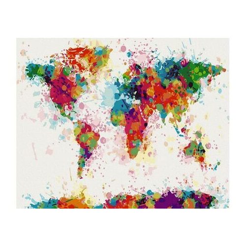 Színes világtérkép - Számos kifestő keretre feszítve (40x50 cm)