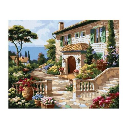 Tengerparti udvarház - Számos kifestő keretre feszítve (40x50 cm)