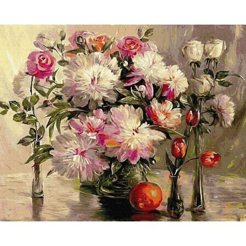 Csodálatos virágok - számfestő készlet, keretre feszítve ( 40x50 cm )