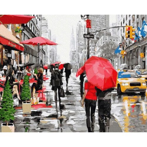 Eső New Yorkban - számfestő készlet, keretre feszítve ( 40x50 cm )