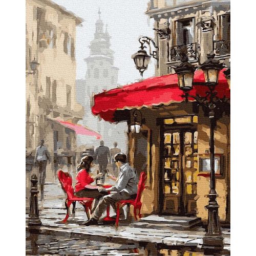 Nyári kávézó - Számos kifestő keretre feszítve (40x50 cm)