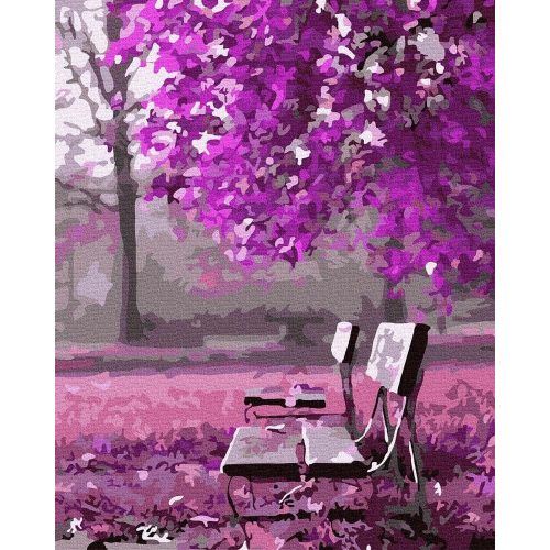 Lila kert - Számos kifestő keretre feszítve (40x50 cm)