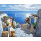 Tengerparti lépcsők (Santorini) - Számos kifestő keretre feszítve (40x50 cm)