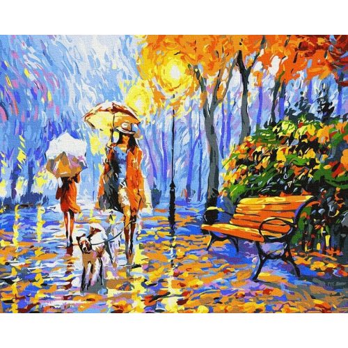 Hölgy kutyával - Számos kifestő keretre feszítve (40x50 cm)
