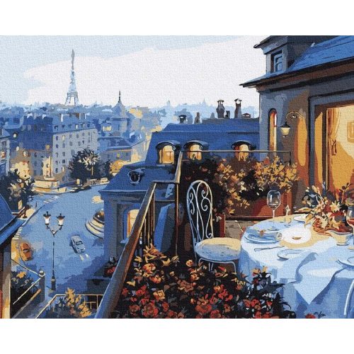 Vacsora Párizsban - Számos kifestő keretre feszítve (40x50 cm)