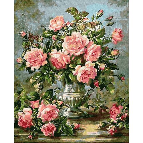 Rózsa csokor - Számos kifestő keretre feszítve (40x50 cm)